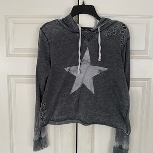 Grayson Threads Gray Distressed Lightweight Star Hoodie